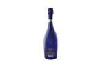 Une bouteille de prosecco bleue