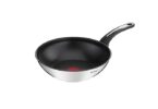 une poêle à wok grise et noire
