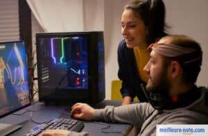 une femme avec un homme dans un studio