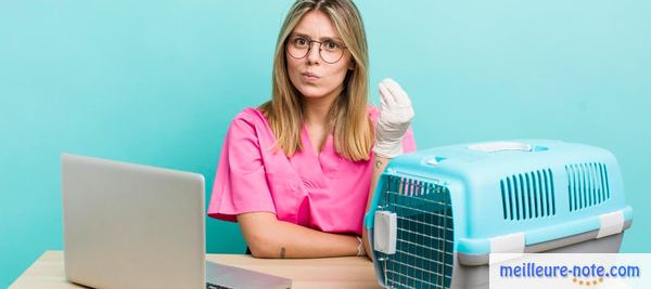 Une femme vétérinaire qui fait un signe de la main