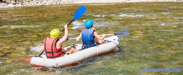 deux personnes sur un kayak dans une rivière